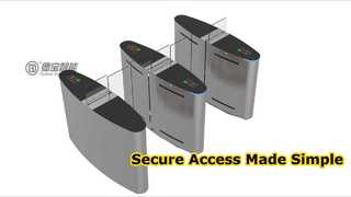 Sehen Sie sich die B608 Flap Barrier Drehkreuz-Demo für ID-Karte, Barcode-Sicherheit, Zugangskontrolle, Drehkreuz-Tor an