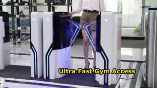 Sehen Sie sich die Demo zum EF2213 Flap Barrier Gate-Mechanismus mit Gym-Swipe-Karte und RFID-Betriebszeit von 0,2 Sekunden an